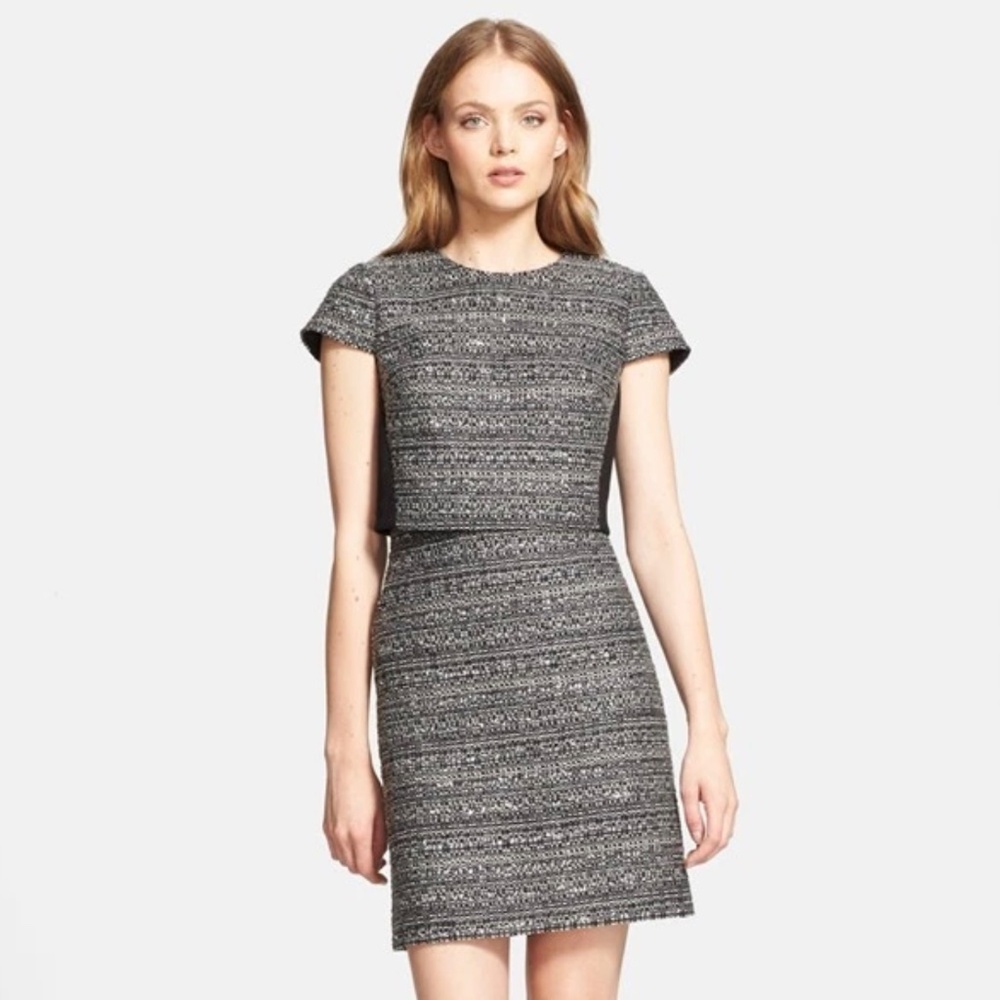 Tory Burch Deandra Mock Two Piece Dress in Granite size 4